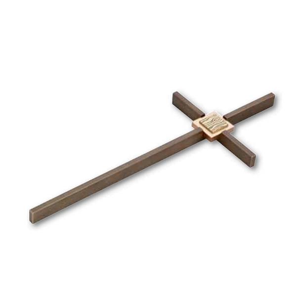 Messing Kreuz Ornament mit Würfelplatte - Crux Jerosa VI