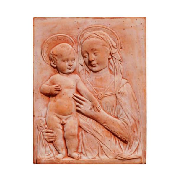 Relief aus Terrakotta Madonna mit Kind - Bambino