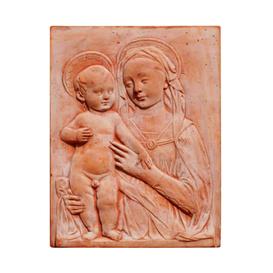 Relief aus Terrakotta Madonna mit Kind - Bambino