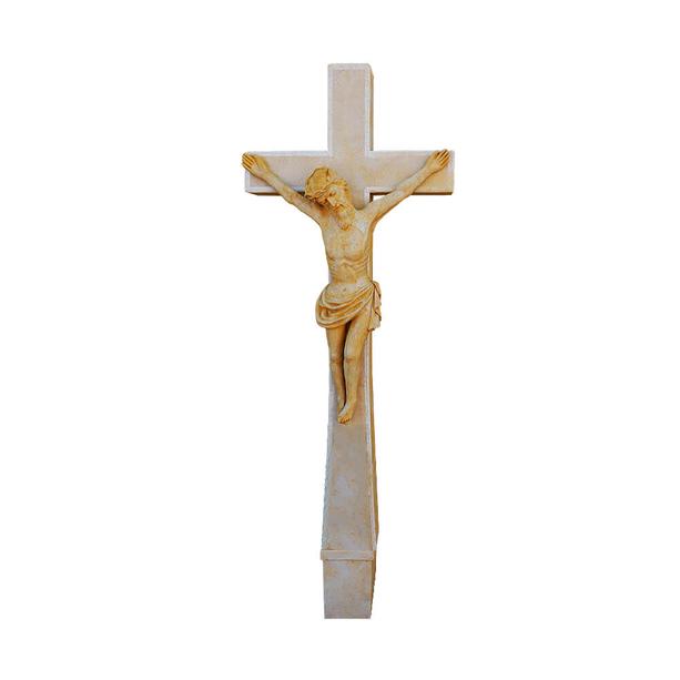 Grabkreuz aus Steinguss mit Jesus und Maria - Jesus Cruzifix