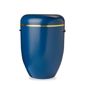 Blaue biologisch abbaubare Urne mit Gold Schmuckband - Saba