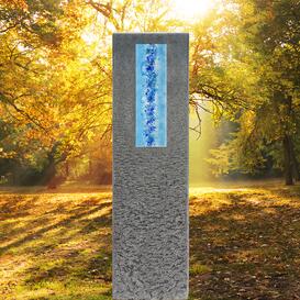 Granit Grabstein Stele Urnengrab mit Glaseinsatz -...