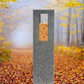 Granit Grabstein Stele Urnengrab mit Holz - Celenta Legno