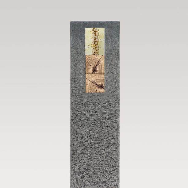 Granit Urnengrabstein mit Holz & Glas Dekor - Celenta Moderno