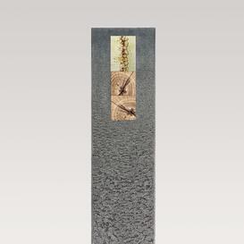 Granit Urnengrabstein mit Holz & Glas Dekor - Celenta...