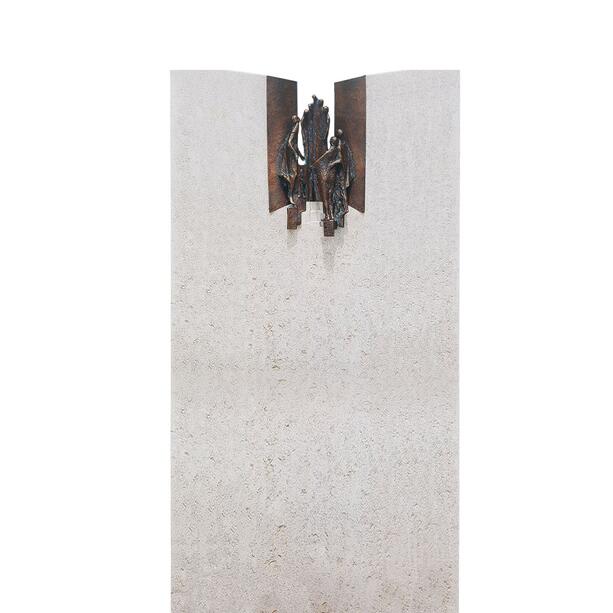 Urnengrabstein Kalkstein mit Bronze Ornament Treppe & Figuren - Rosello Paradiso