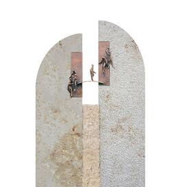 Urnengrab Grabstein mit Bronze Ornament - Brcke - Vallis...