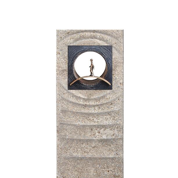 Muschelkalkstein Urnengrabstein mit Bronze Ornament - Anzio Nova