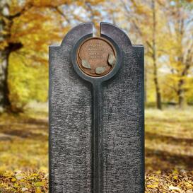 Moderner Urnengrabstein mit Bronze Schrifttafel rund -...