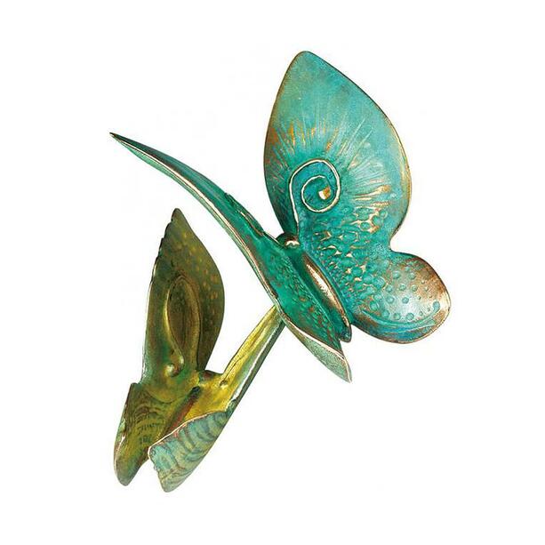 Besondere Falterfigur aus Bronze - grne Patina - Schmetterling Pu