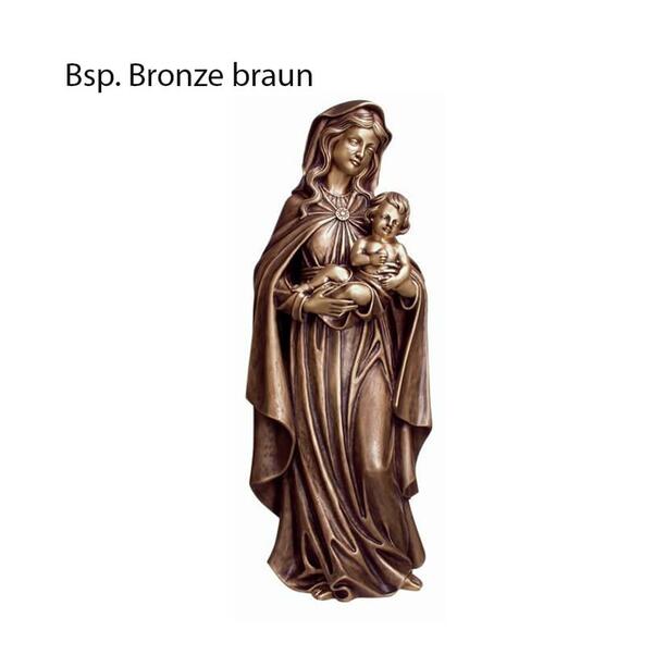 Bronze Madonna mit Kind als Wandskulptur - Madonna Hemma