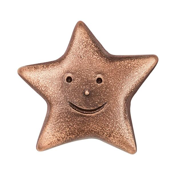 Kindliches Motiv - kleiner Bronze/Alu Stern - Stern mit Gesicht