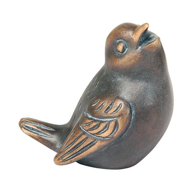 Sitzender Vogel singt - Bronze Grabfigur - Vogel Earl