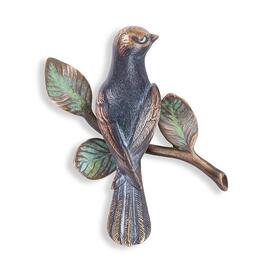 Bronze-Vogelfigur sitzt auf Zweig für Grabmale - Vogel...