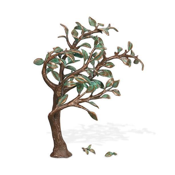 Bronzebaum im Wind mit herabfallenden Blättern - Baum Sino