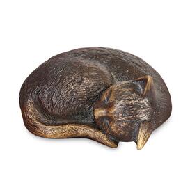 Liegende Katzenfigur aus Bronzeguss oder Alu - Katze schläft