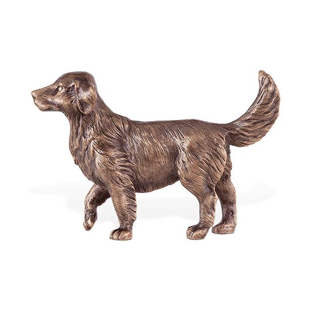 Kleine Hundefigur als Bronze-Grabschmuck - Golden Retriever