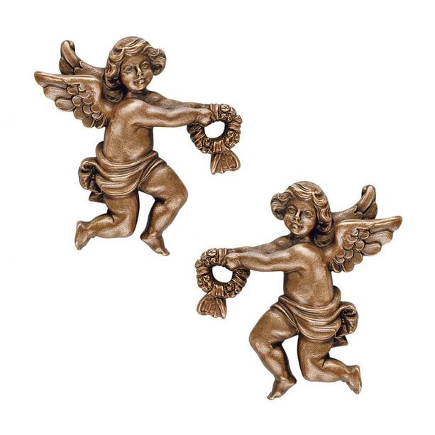Kleine Wand Engelfiguren als Set - Bronze/Alu - Angelo Gara Set / Bronze braun
