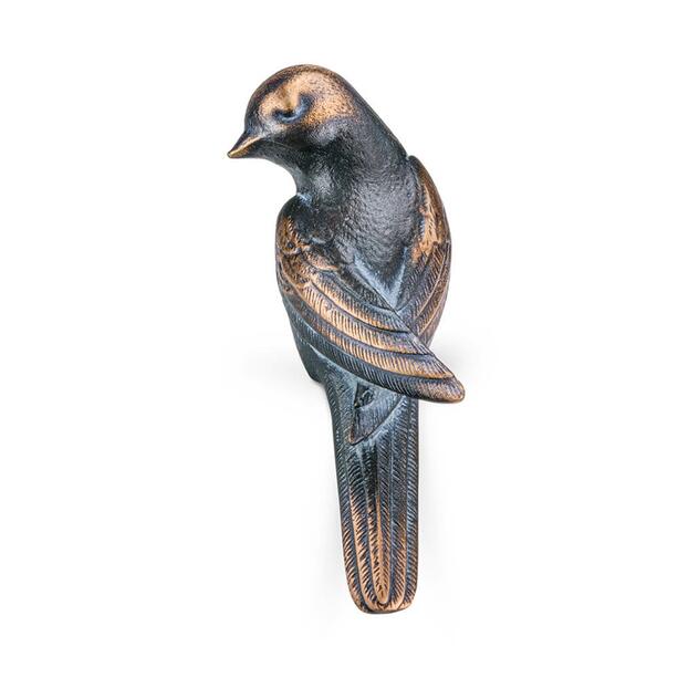 Grabfigur fr Steinkante - sitzende Vogelfigur - Vogel Vigo links / Bronze braun