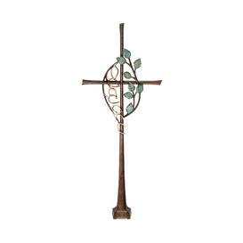 Rustikales Stand Bronzekreuz mit floralem Design - Kreuz...