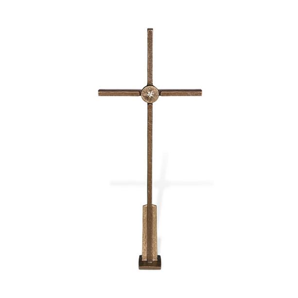 Standkreuz mit Swarovski aus Bronze mit Plinthe - Kreuz Claret