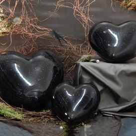 Herzfrmige Kleintierurne aus Keramik in edlem Schwarz  -...