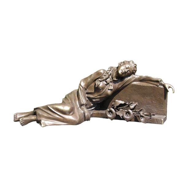 Bronzeskulptur liegende Frau mit Callastrauß - Liliana