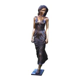 Herabblickende Frau mit Kleid aus Bronze - lebensgro -...