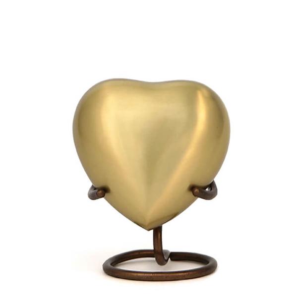 Elegante Mini-Urne Gold aus Metall herzförmig - Luca