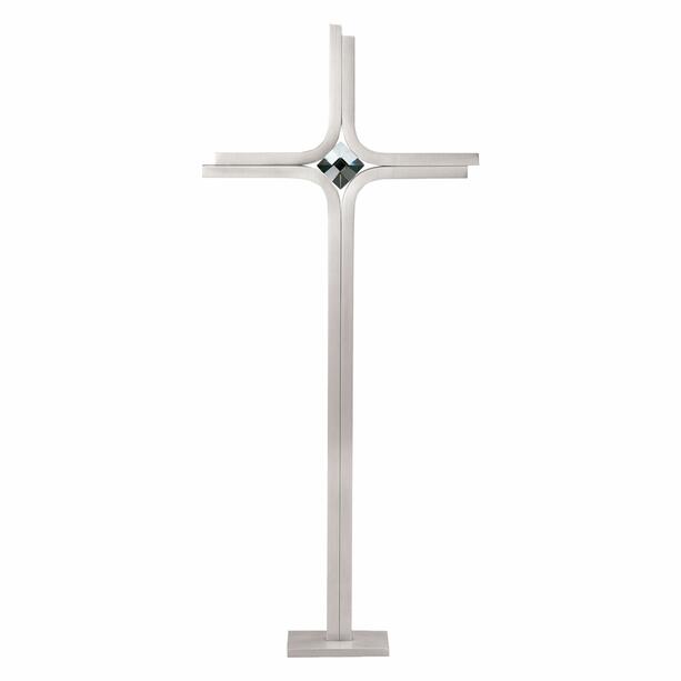 Modernes Standkreuz aus Edelstahl mit glanzvollem Kristall - Wero
