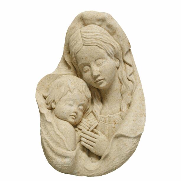 Plastisches Steinguss-Grabrelief mit Portait der Heiligen Mutter und Jesus - Madonna Wundia