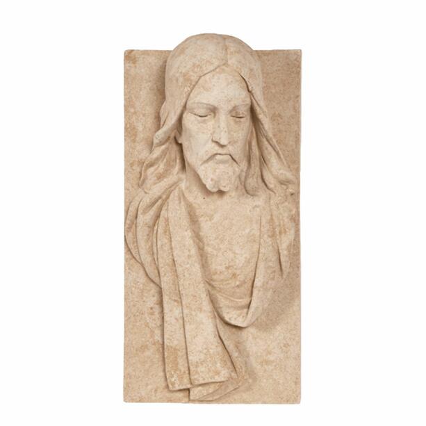 Plastisches Relief Jesu Christi als Portrait aus Steinguss zur Grabdekoration - Jesus Ulga
