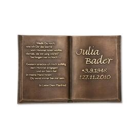 Buch aus Bronze als Gedenktafel mit individueller...