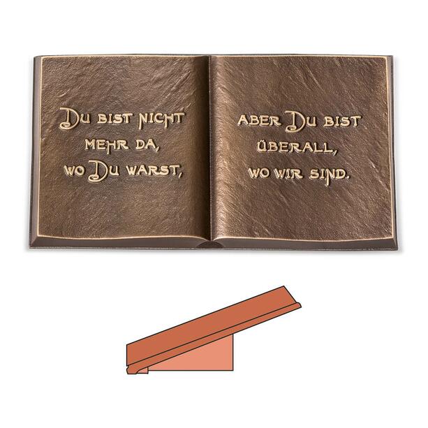 Aufgeschlagenes Buch aus Bronze mit Beschriftung - freistehend - Dasius