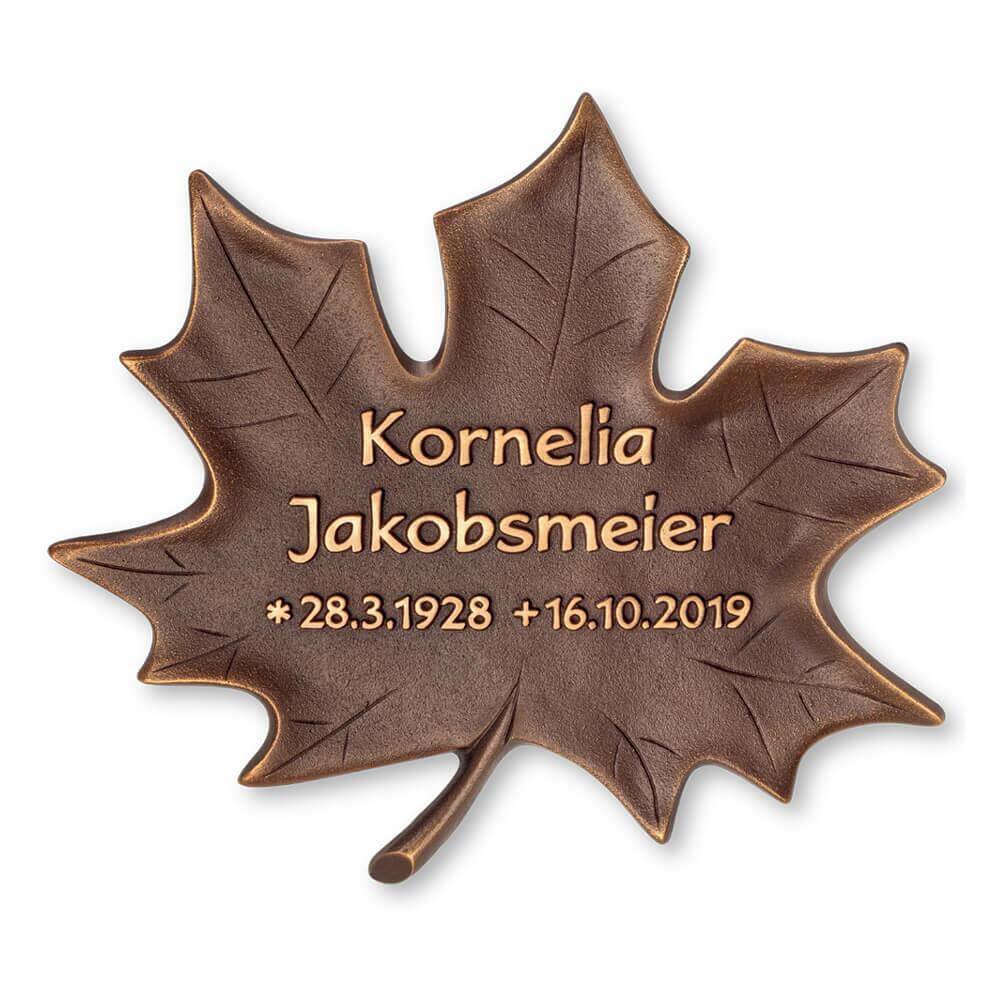 Bronze Ahornblatt Gedenktafel fr die Wandmontage mit Schrift - Autumna