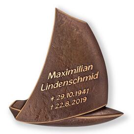 Bronze Schrifttrger Segelboot mit individueller...