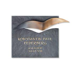 Moderne Bronze Schrifttafel mit Vogelmotiv in braun oder...