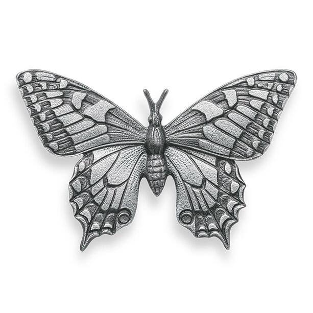 Elegante Aluminium Grabfigur in Schmetterlingsform - Schmetterling Chiara / Aluminium grau / 6,5x10x1cm (HxBxT)