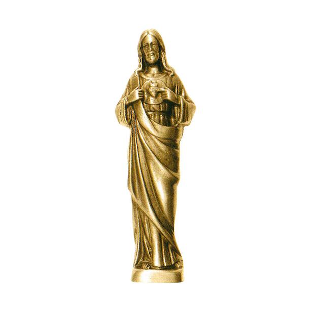 Klassische Jesus Grabfigur aus Bronze mit Herzornament - Jesus mit Herz