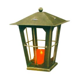 Klassische Grablampe mit Dach aus Metall - gelbes Glas -...
