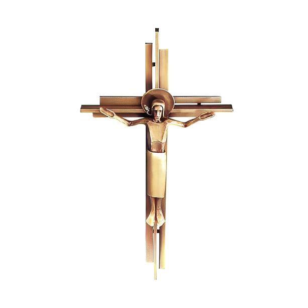 Kreuz mit Christusfigur mit Heiligenschein aus Metall - wetterbestndig - Christus am Kreuz