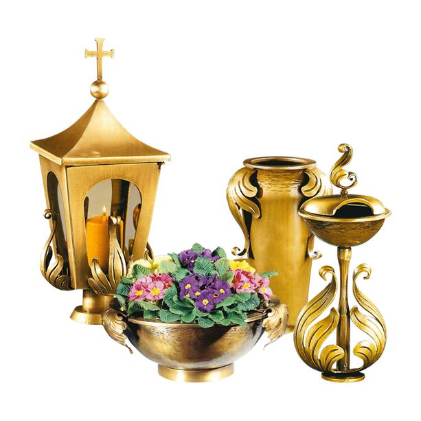 Grabschmuck Set mit floralem Blttermotiv aus Metall - Schmiedekunst - Marzenna