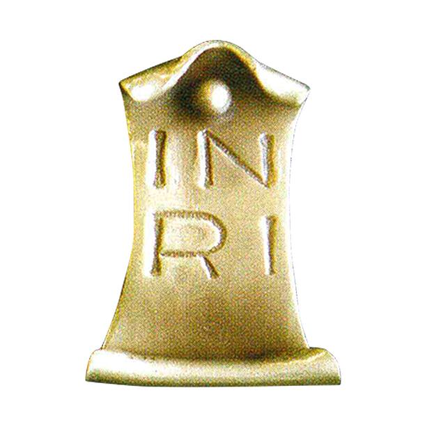 Kleines Bronze Schild mit Inschrift INRI - Schmiedearbeit - Kaspar