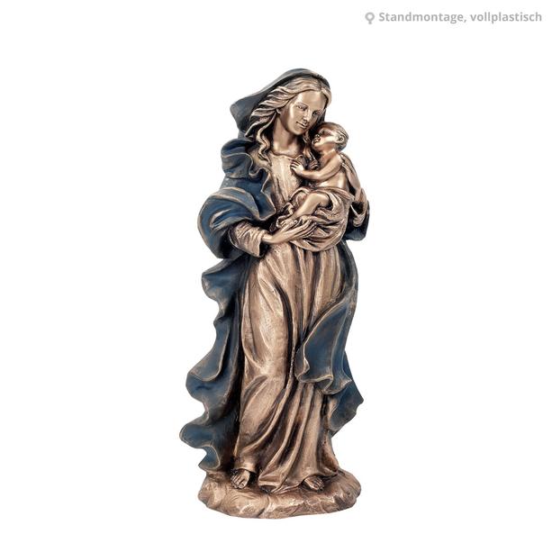 Grab Bronzefigur Maria mit Kind - Maria die Beschützende