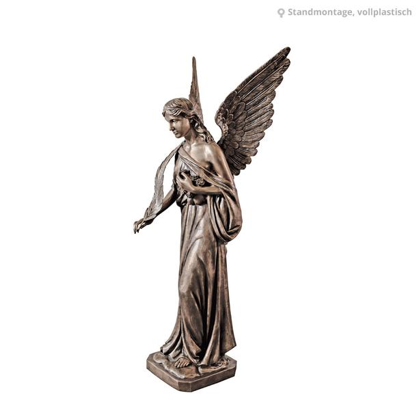 Engel Bronzeskulptur mit Feder - Angeloi Penna