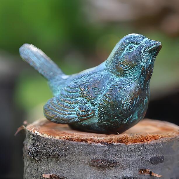 Vogelfigur als Grabschmuck aus Bronze mit Patina - Kofi