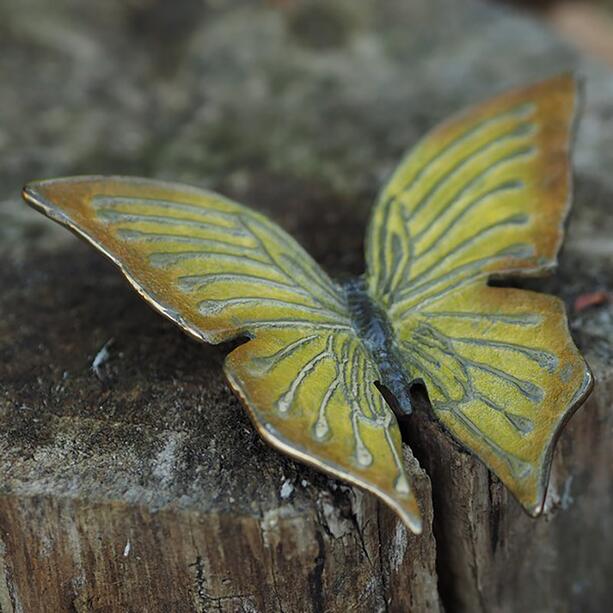 Grüner Schmetterling aus Bronzeguss mit Patina - Schmetterling San