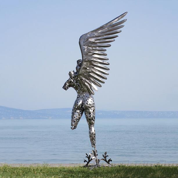 Stehende Engelfigur als Grabdeko aus Edelstahl/in Rostoptik - Sulphalia