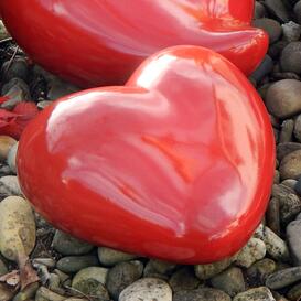 Rot glnzende Haustierurne in Herzform - wetterfest -...