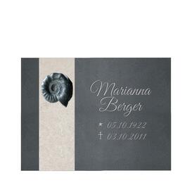 Grabplatte Liegeplatte Urnengrab modern mit Ammonit in...